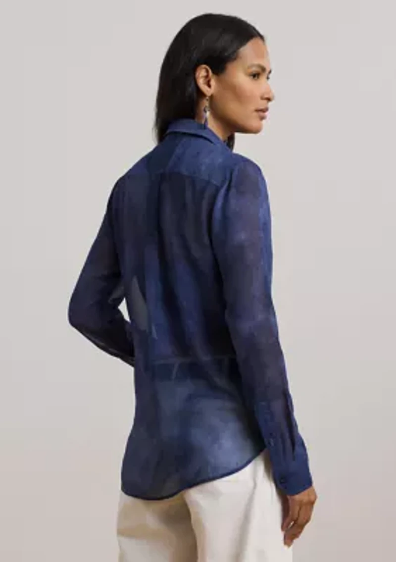 Classic Fit Print Chiffon Shirt