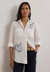Relaxed Fit Print Roll Tab Sleeve Shirt