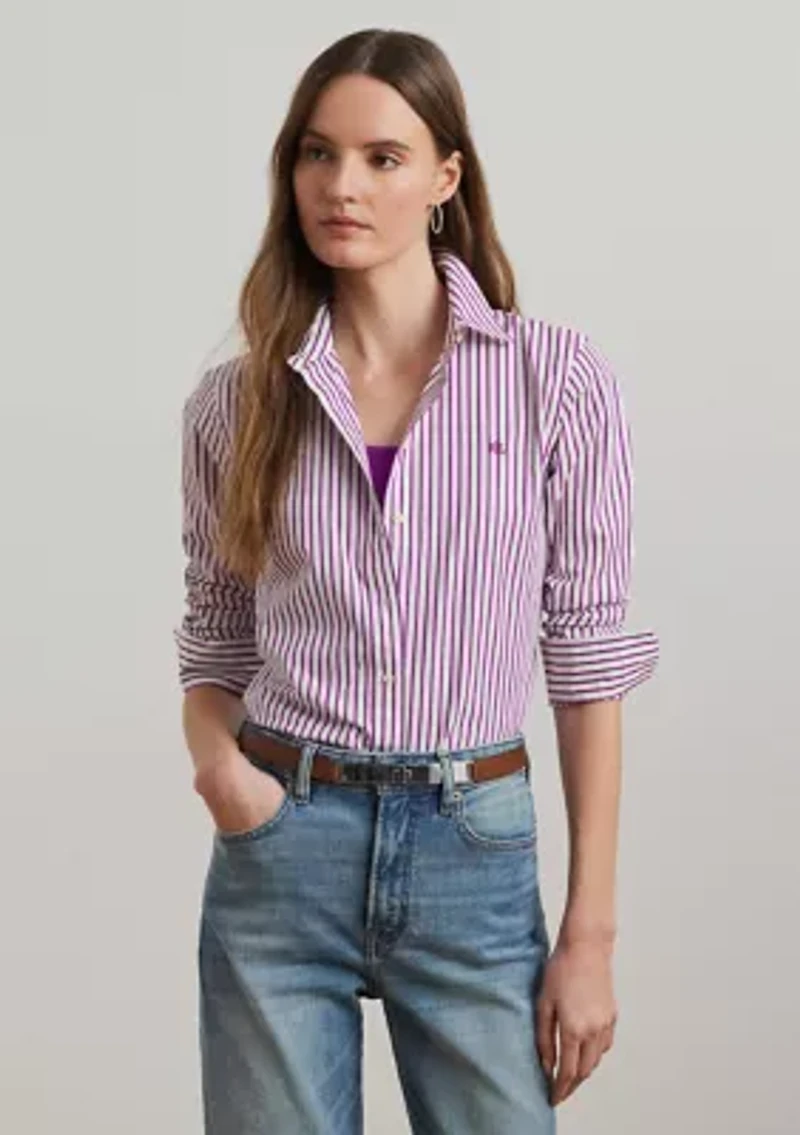 Women's Classic Fit Striped Broadcloth Shirt