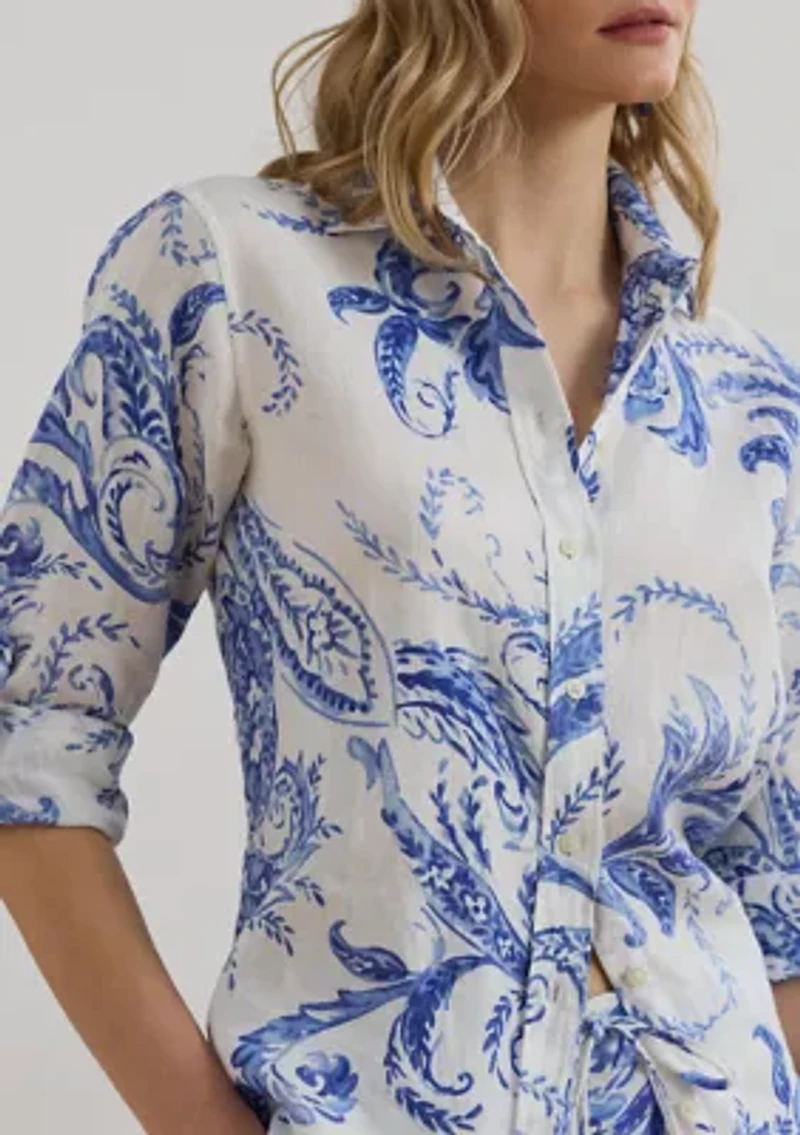 Relaxed Fit Paisley Linen Shirt