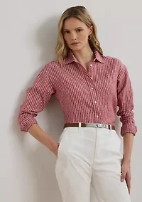 Women's Relaxed Fit Striped Linen Shirt