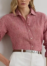Women's Relaxed Fit Striped Linen Shirt