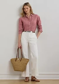 Women's Relaxed Fit Striped Linen Shirt