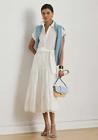 Women's Short-Sleeve Tiered Shirtdress