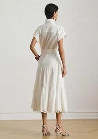 Women's Short-Sleeve Tiered Shirtdress