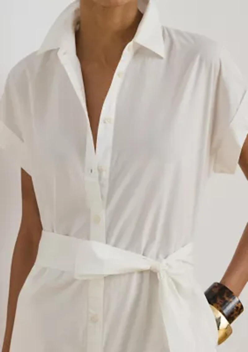 Women's Short-Sleeve Tiered Shirtdress