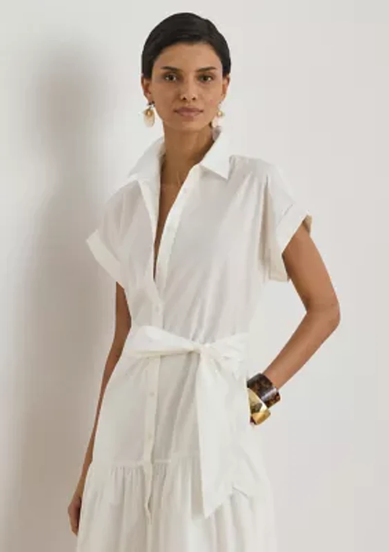 Women's Short-Sleeve Tiered Shirtdress