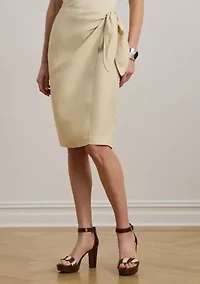 Linen-Blend Twill Wrap Skirt