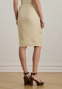 Linen-Blend Twill Wrap Skirt