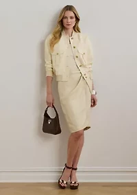 Linen-Blend Twill Wrap Skirt