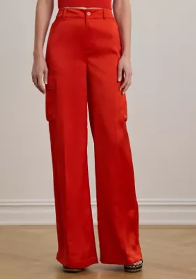 Satin Charmeuse Wide Leg Cargo Pants