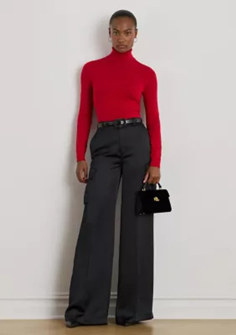 Women's Satin Charmeuse Wide-Leg Cargo Pants