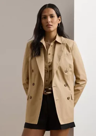 Double Breasted Cotton Twill Blazer