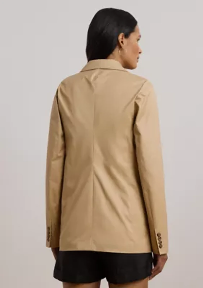 Double Breasted Cotton Twill Blazer