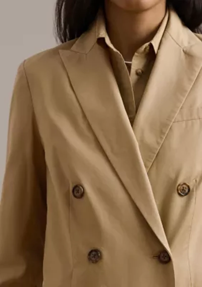 Double Breasted Cotton Twill Blazer