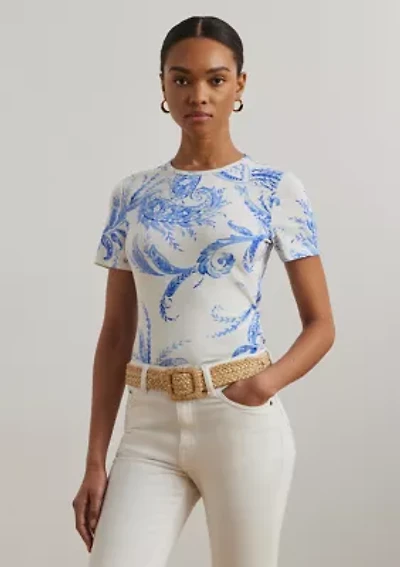Women's Paisley Stretch Cotton Crew Neck T-Shirt