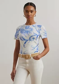 Women's Paisley Stretch Cotton Crew Neck T-Shirt