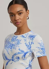 Women's Paisley Stretch Cotton Crew Neck T-Shirt