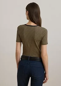 Women's Striped Stretch Cotton Crew Neck T-Shirt