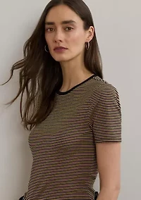 Women's Striped Stretch Cotton Crew Neck T-Shirt