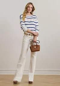 Striped Pointelle Cotton-Blend Sweater
