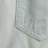 Chambray Cropped Bubble-Sleeve Blouse