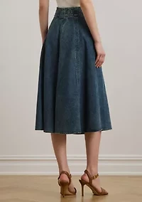 Women's Denim Drawcord Midi Skirt