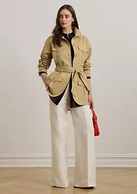 Linen Blend Twill Wide Leg Pants