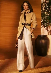 Linen Blend Twill Wide Leg Pants