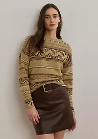 Women's Geo-Striped Cotton-Linen Sweater