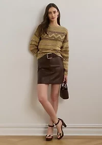 Women's Geo-Striped Cotton-Linen Sweater