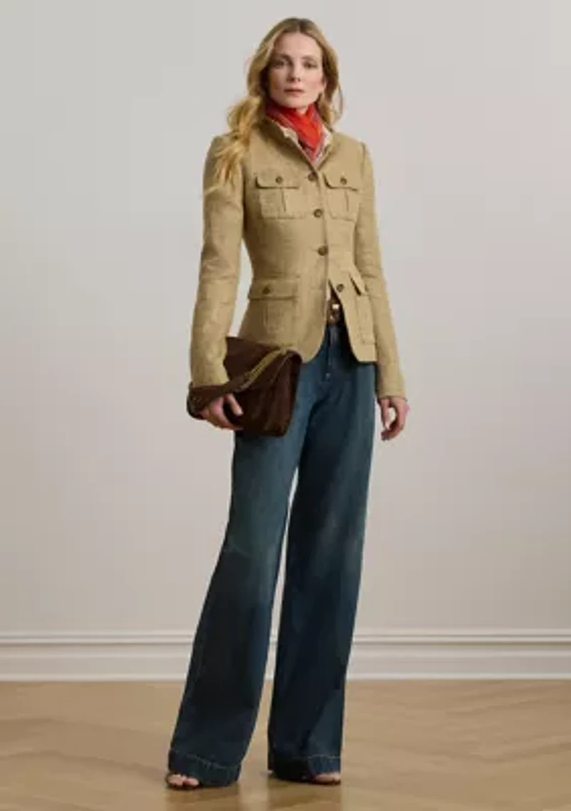 Women's High-Rise Pleated Wide-Leg Jeans
