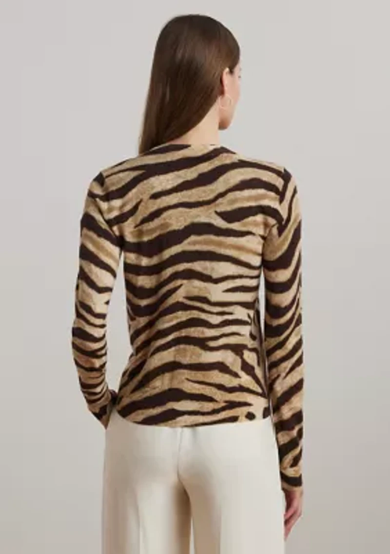 Women's Zebra-Print Linen-Cotton Cardigan