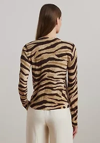 Women's Zebra-Print Linen-Cotton Cardigan