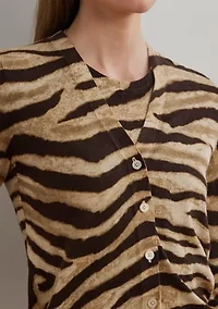Women's Zebra-Print Linen-Cotton Cardigan