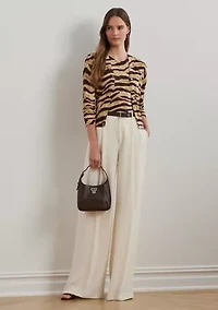 Women's Zebra-Print Linen-Cotton Cardigan