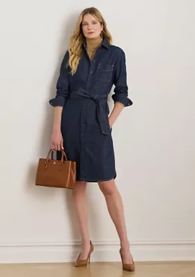 Women's Belted Denim Shirtdress