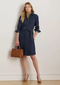 Women's Belted Denim Shirtdress