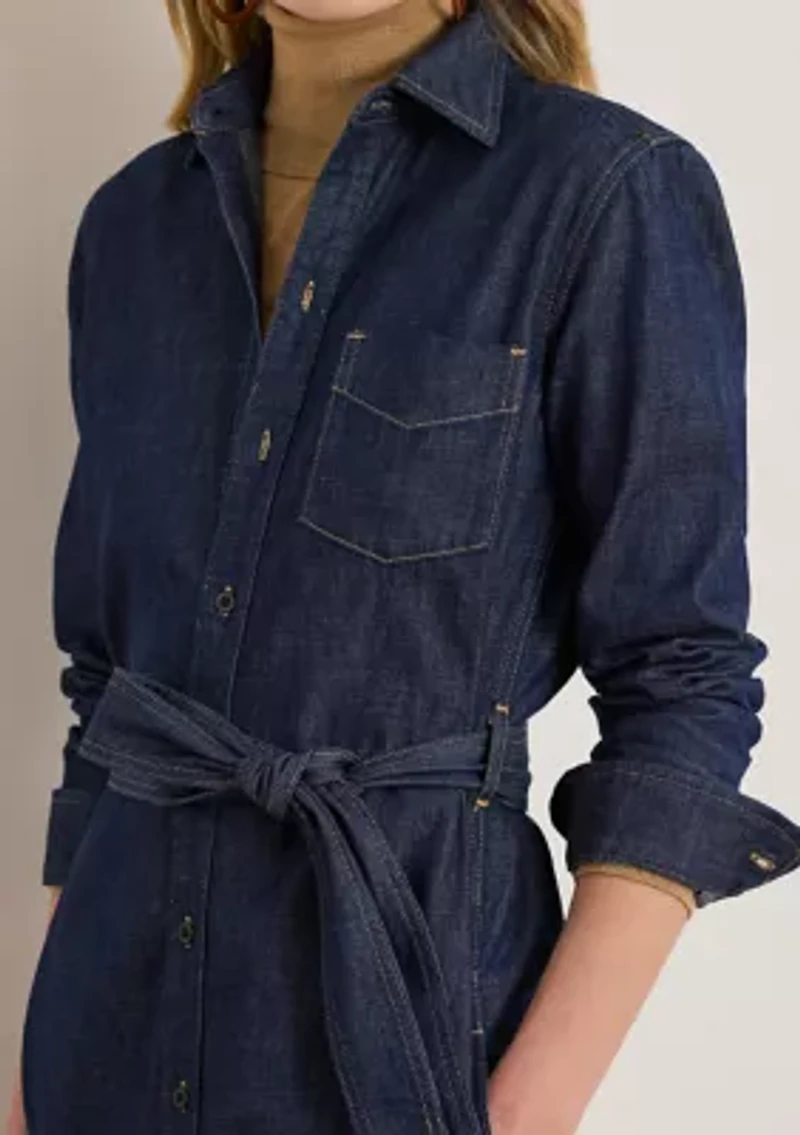 Women's Belted Denim Shirtdress
