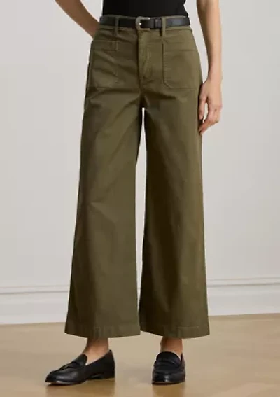 Women's Stretch Chino Wide-Leg Cropped Pants