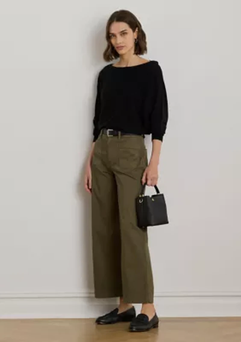 Women's Stretch Chino Wide-Leg Cropped Pants