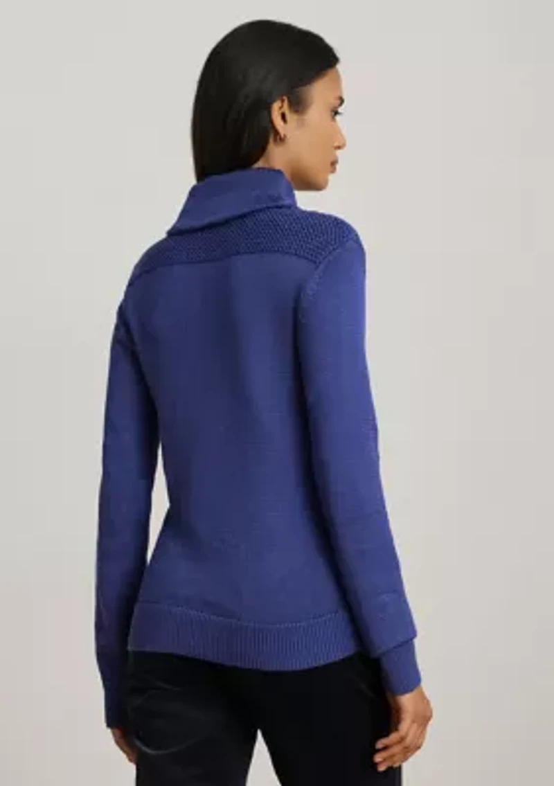 Buckle-Trim Cotton-Blend Sweater