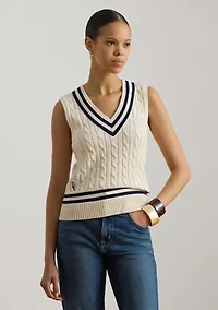 Women's Cable-Knit Cotton Cricket Sweater Vest