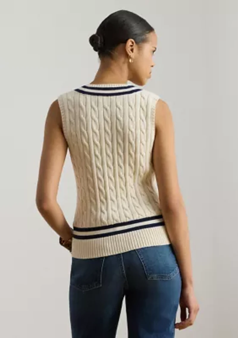 Women's Cable-Knit Cotton Cricket Sweater Vest