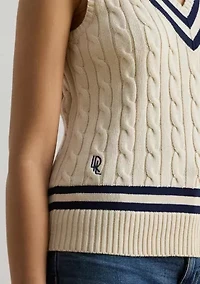 Women's Cable-Knit Cotton Cricket Sweater Vest