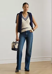 Women's Cable-Knit Cotton Cricket Sweater Vest