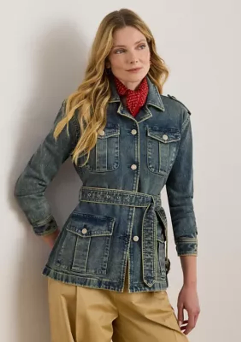 Women's Belted Denim Field Jacket