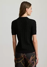 Women's Metallic Cable-Knit Polo Sweater