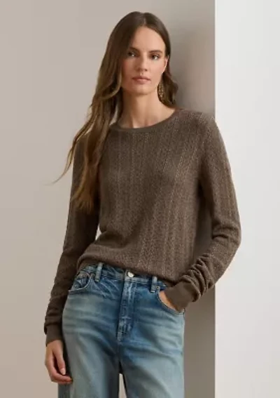 Women's Pointelle-Knit Cotton-Blend Sweater