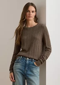 Women's Pointelle-Knit Cotton-Blend Sweater
